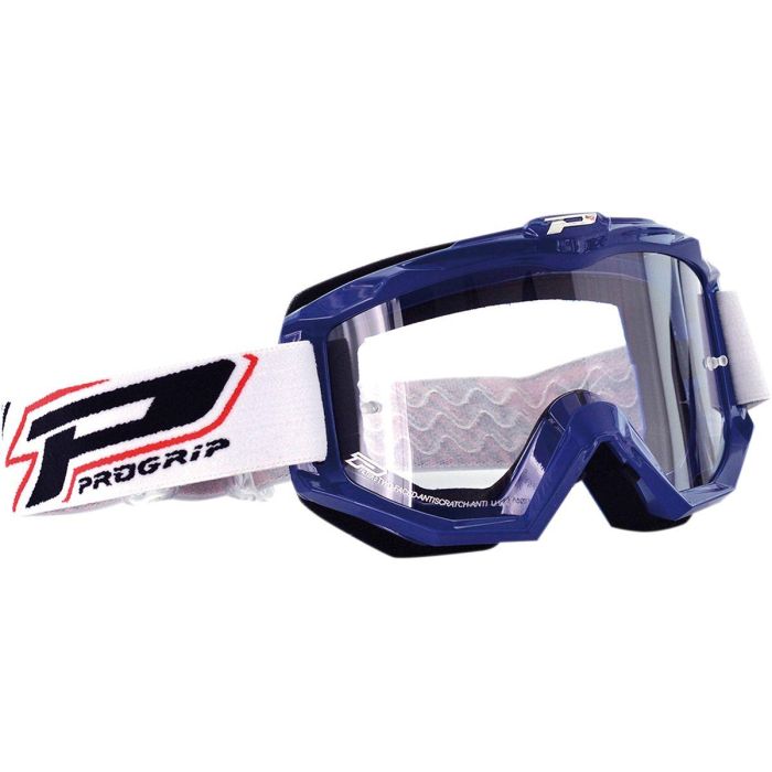 Progrip Crossbril Offroad Race Line blauw 3201 heldere lens
