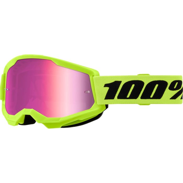 100% Crossbril Strata 2 Neon Geel Spiegel Roos | Gear2win.nl