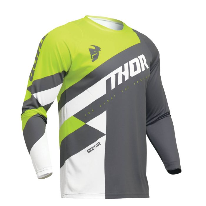 Thor Motorcross shirt Sector Checker Grijs/Groen | Gear2win.nl