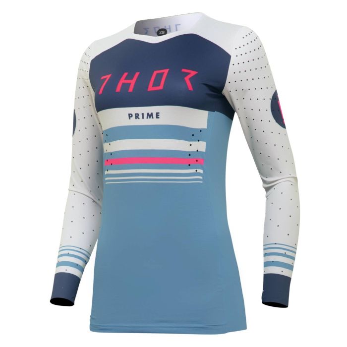 Thor Vrouwen Motorcross shirt Prime Blaze Blauw Grijs/Vintage Wit | Gear2win.nl