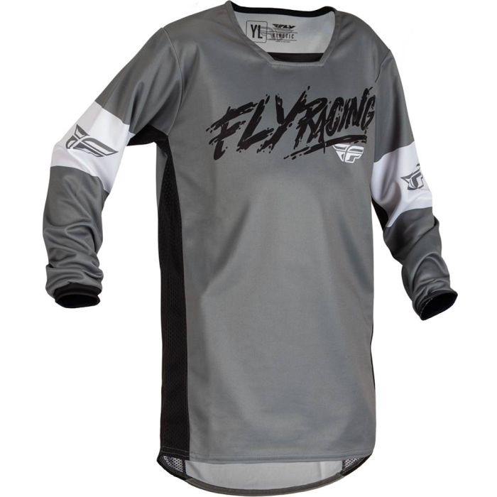 Fly Racing MX-Cross Shirt Kinetic Jeugd Khaos Grijs/Zwart/Wit