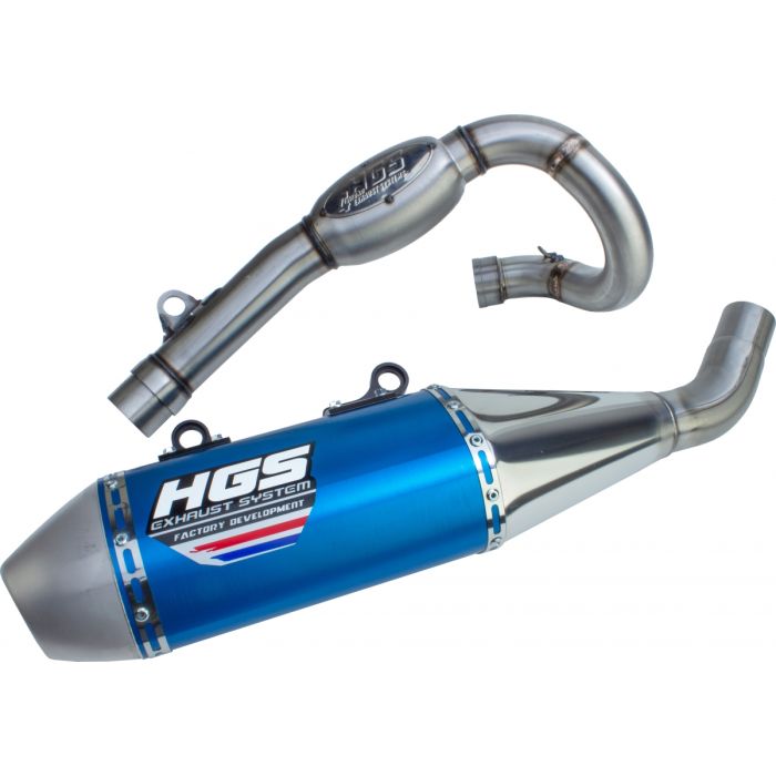 HGS - KTM/HSQ SX-F/FC 350 19- Volledige uitlaat Alu blauw