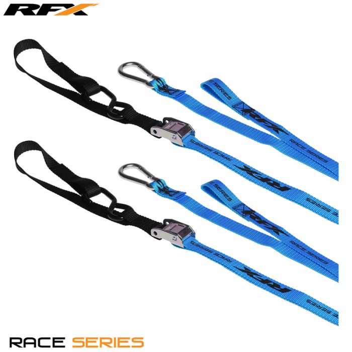 RFX Race Series 1.0 Trekbanden (Blauw/Zwart) met extra lus en karabijn haak | Gear2win.nl