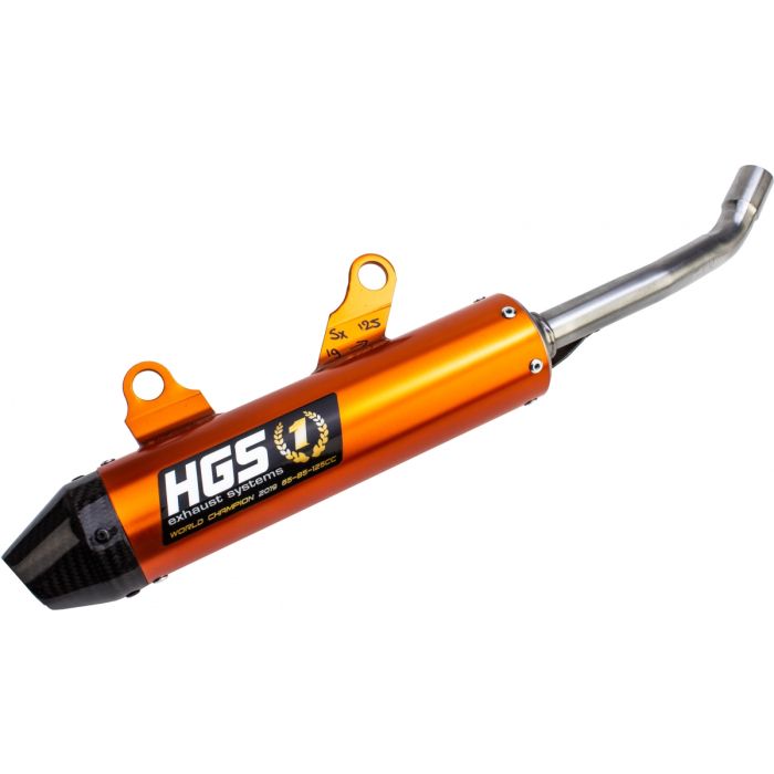 HGS - KTM/HSQ SX/TC 125 19- Demper Alu oranje Carbon eindkap