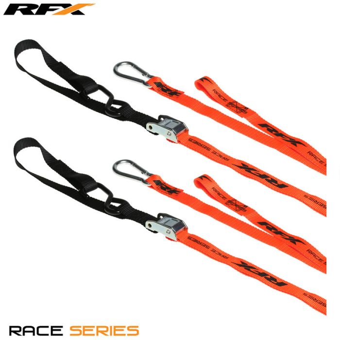 RFX Race Series 1.0 Trekbanden (Oranje/Zwart) met extra lus en karabijn haak | Gear2win.nl