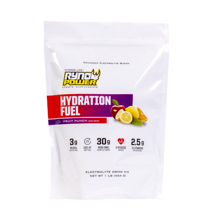 Ryno Power Hydration Fuel Fruit Punch elektrolyt Dorstlesser 1lb (10 porties) | Gear2win.nl