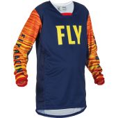 Fly Racing MX-Cross Shirt Kinetic Jeugd Wave Navy-Geel-Rood