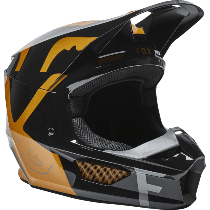 Fox Youth V1 Skew Helmet Black Gold