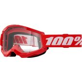 100% BMX crossbril Strata 2 Rood Doorzichtig